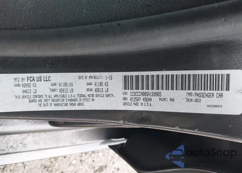 2016 Chrysler 200 Limited z USA, uszkodzony, nr VIN 1C3CCCAB8GN169965